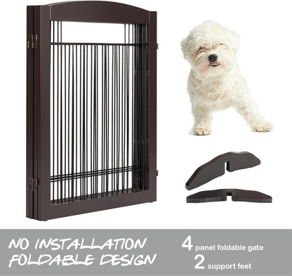 PAWLAND Extra Wide Foldable Dog gate for Doorway, Indoor, 96“ W, 30" H