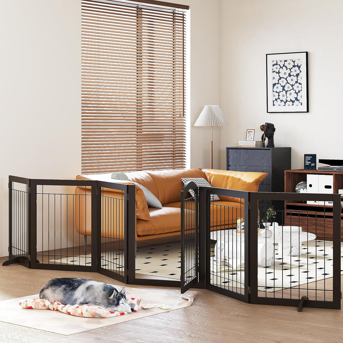 PAWLAND Extra Wide Foldable Dog gate for Doorway, Indoor, 96“ W, 30" H