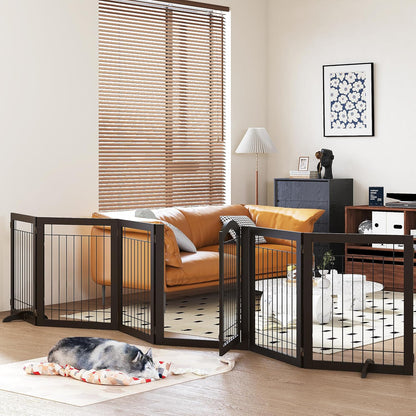 PAWLAND Extra Wide Foldable Dog gate for Doorway, Indoor, 96“ W, 30" H