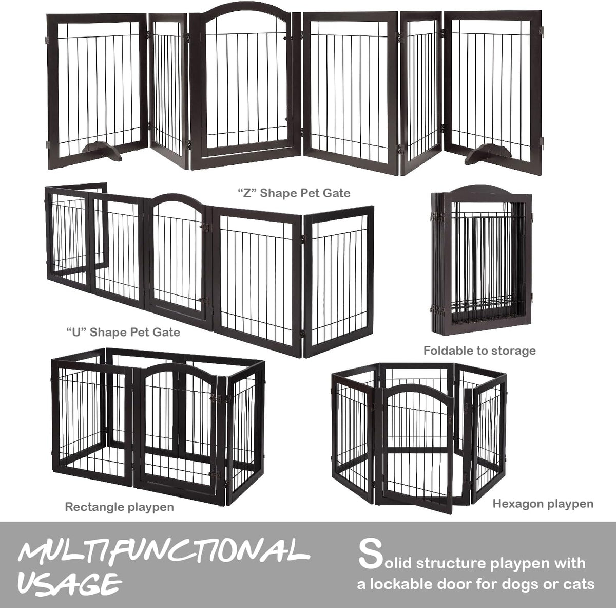 PAWLAND Extra Wide Foldable Dog gate for Doorway, Indoor, 96“ W, 30" H