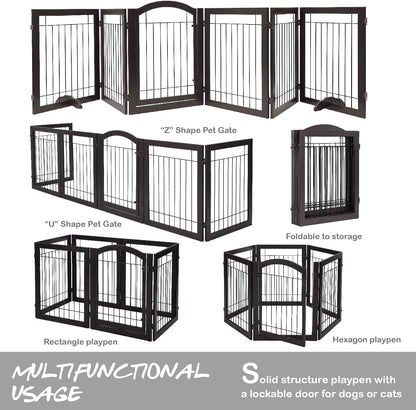 PAWLAND Extra Wide Foldable Dog gate for Doorway, Indoor, 96“ W, 30" H