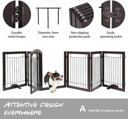 PAWLAND Extra Wide Foldable Dog gate for Doorway, Indoor, 96“ W, 30" H