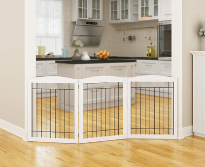 PAWLAND Extra Wide Foldable Dog gate for Doorway, Indoor, 96“ W, 30" H
