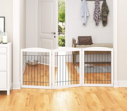 PAWLAND Extra Wide Foldable Dog gate for Doorway, Indoor, 96“ W, 30" H