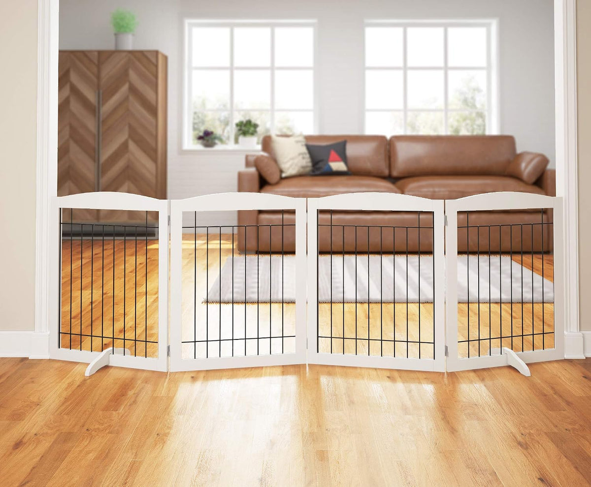 PAWLAND Extra Wide Foldable Dog gate for Doorway, Indoor, 96“ W, 30" H