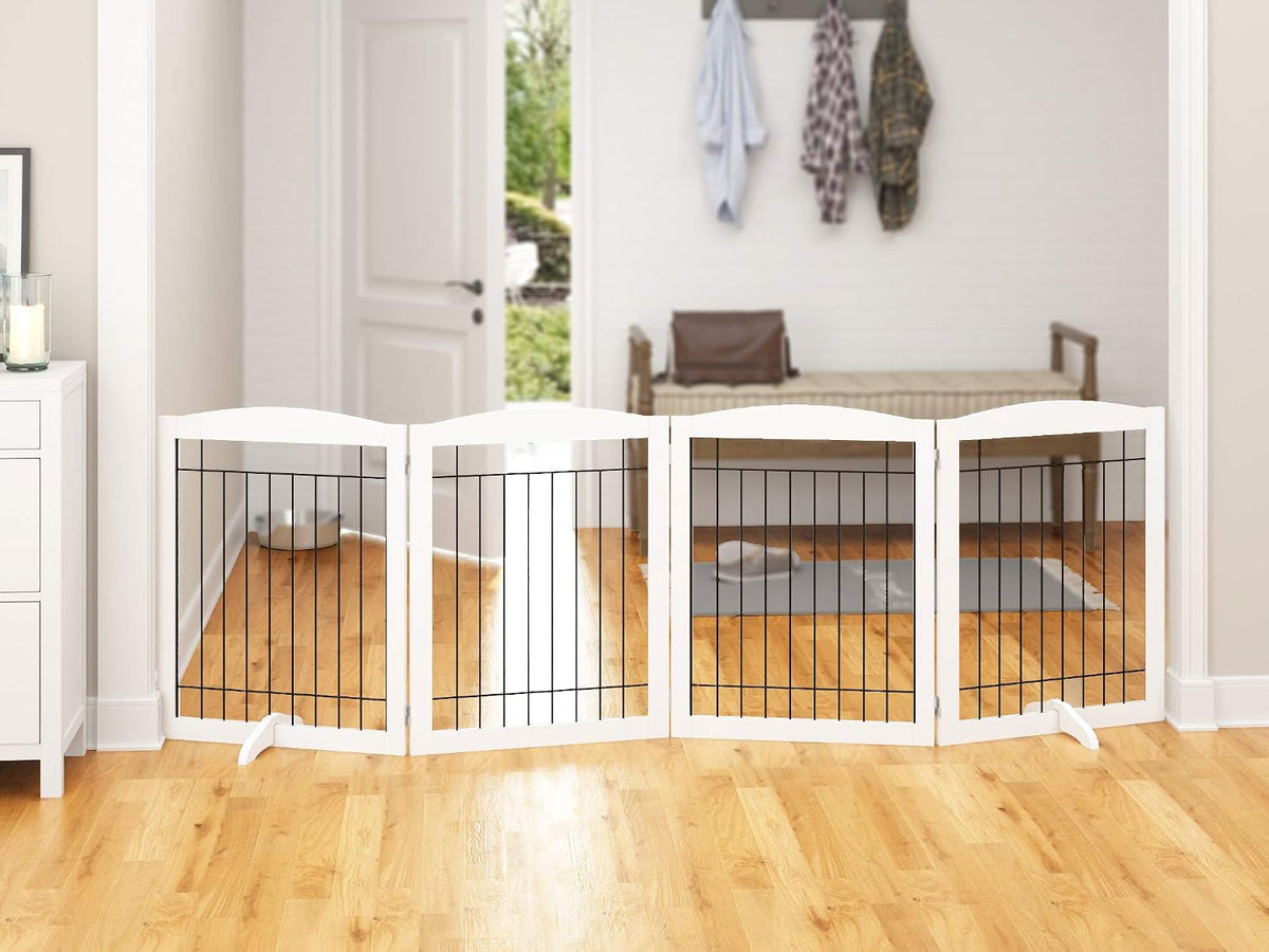 PAWLAND Extra Wide Foldable Dog gate for Doorway, Indoor, 96“ W, 30" H