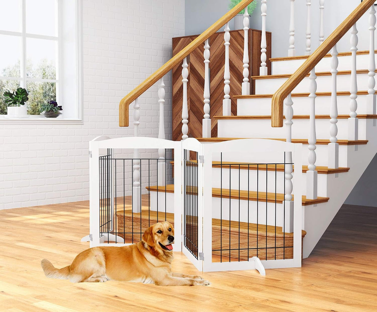 PAWLAND Extra Wide Foldable Dog gate for Doorway, Indoor, 96“ W, 30" H