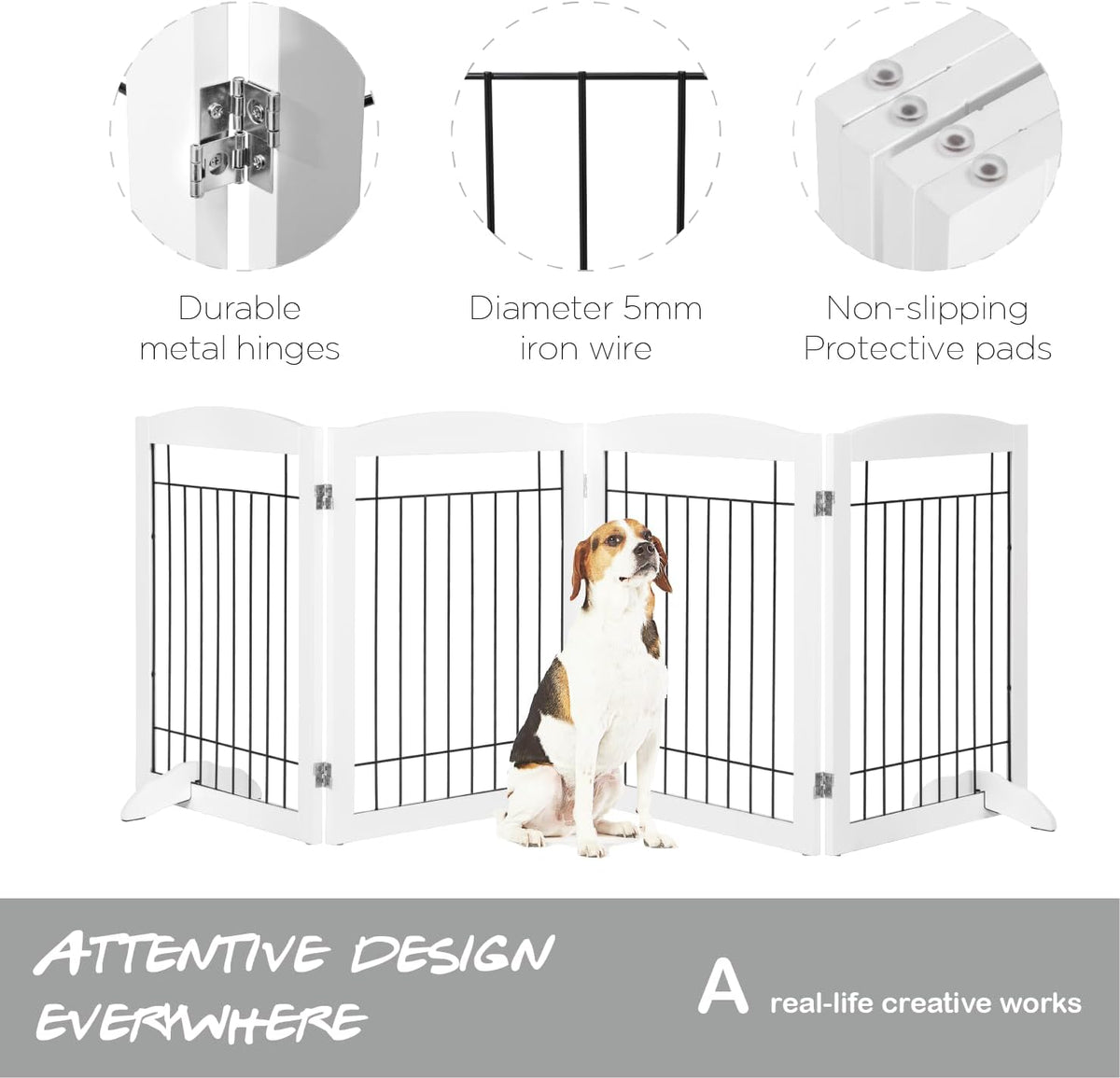 PAWLAND Extra Wide Foldable Dog gate for Doorway, Indoor, 96“ W, 30" H