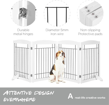 PAWLAND Extra Wide Foldable Dog gate for Doorway, Indoor, 96“ W, 30" H
