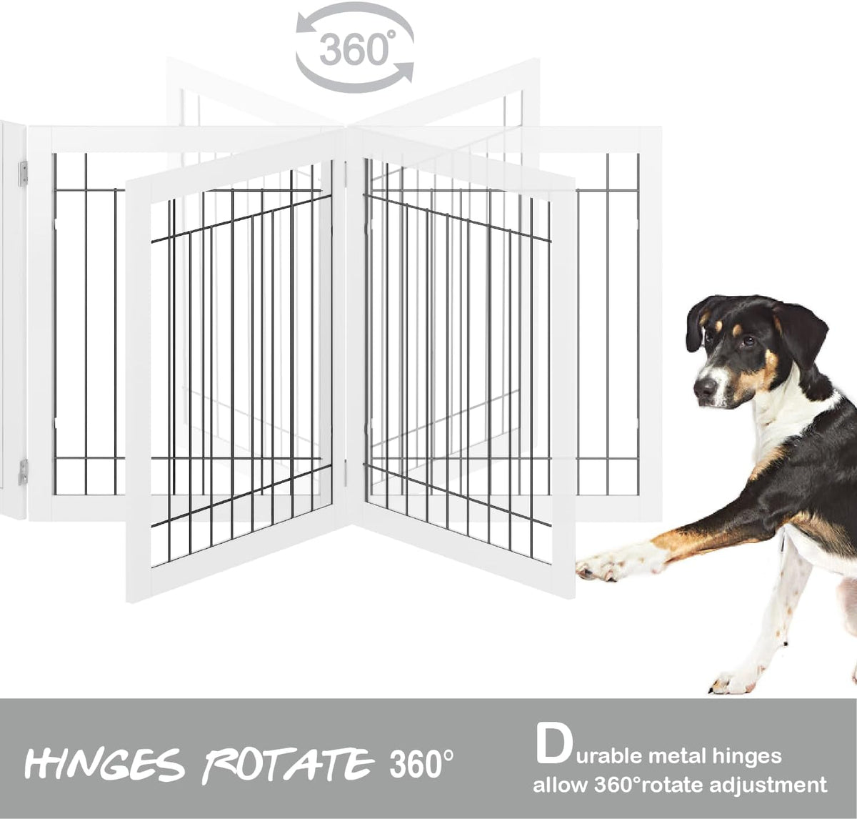 PAWLAND Extra Wide Foldable Dog gate for Doorway, Indoor, 96“ W, 30" H