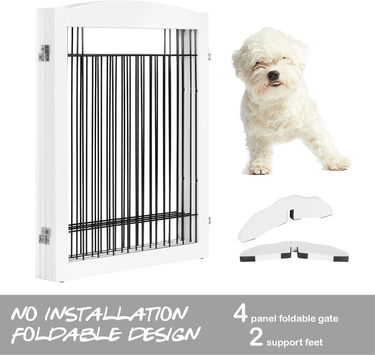 PAWLAND Extra Wide Foldable Dog gate for Doorway, Indoor, 96“ W, 30" H
