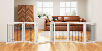 PAWLAND Extra Wide Foldable Dog gate for Doorway, Indoor, 96“ W, 30" H
