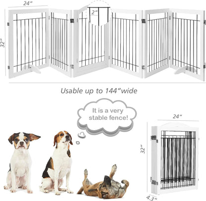 PAWLAND Extra Wide Foldable Dog gate for Doorway, Indoor, 96“ W, 30" H