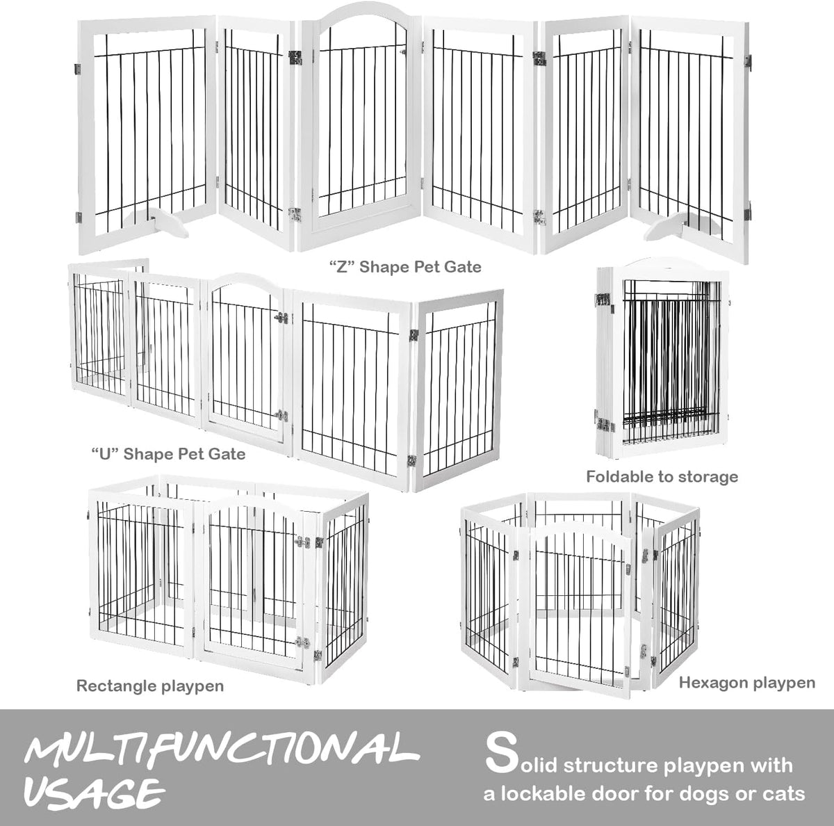 PAWLAND Extra Wide Foldable Dog gate for Doorway, Indoor, 96“ W, 30" H