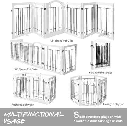 PAWLAND Extra Wide Foldable Dog gate for Doorway, Indoor, 96“ W, 30" H