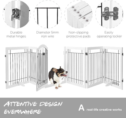 PAWLAND Extra Wide Foldable Dog gate for Doorway, Indoor, 96“ W, 30" H