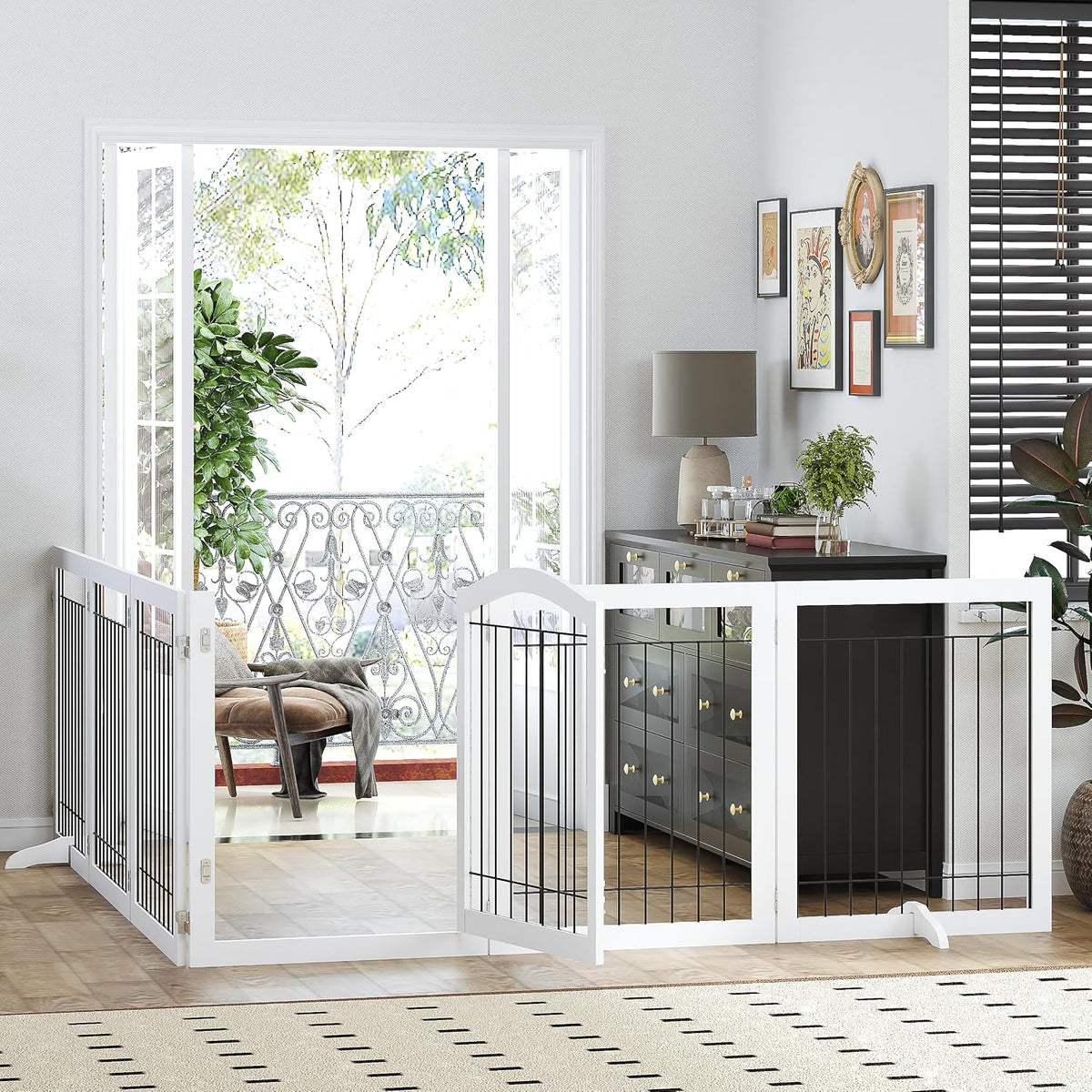 PAWLAND Extra Wide Foldable Dog gate for Doorway, Indoor, 96“ W, 30" H