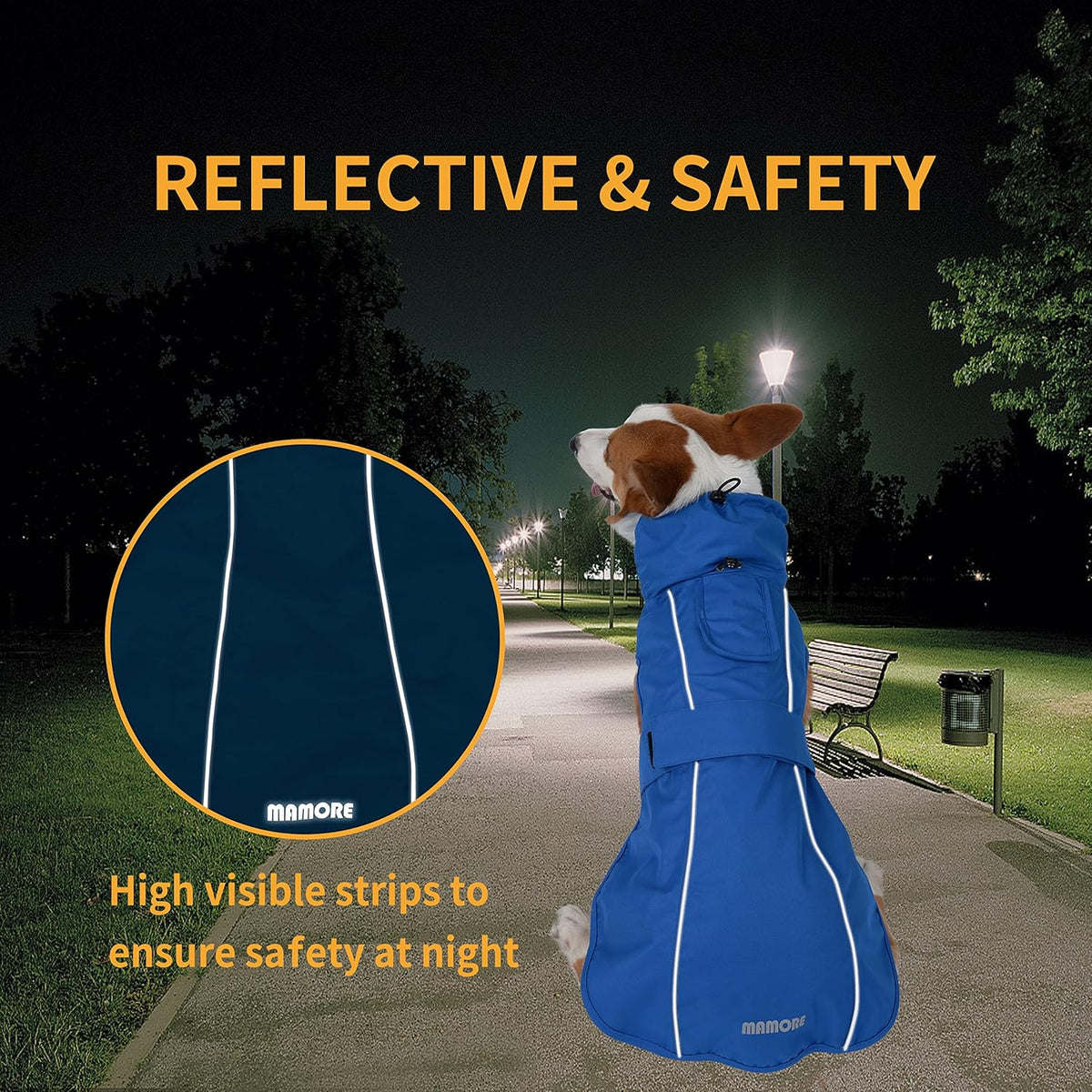 Adjustable Waterproof Dog Raincoat for Dogs,Lightweight Pet Rain Jacket Puppy Clothes with Reflective Strip for Small Medium Large Dogs (Blue, X-Large)