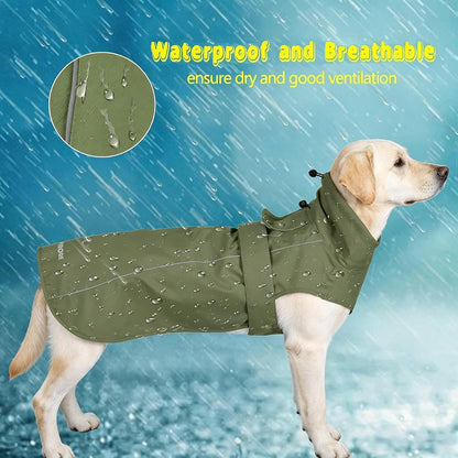 Adjustable Waterproof Dog Raincoat for Dogs,Lightweight Pet Rain Jacket Puppy Clothes with Reflective Strip for Small Medium Large Dogs (Blue, X-Large)