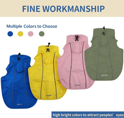 Adjustable Waterproof Dog Raincoat for Dogs,Lightweight Pet Rain Jacket Puppy Clothes with Reflective Strip for Small Medium Large Dogs (Blue, X-Large)