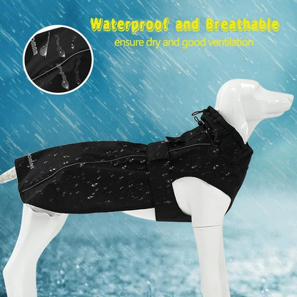 Adjustable Waterproof Dog Raincoat for Dogs,Lightweight Pet Rain Jacket Puppy Clothes with Reflective Strip for Small Medium Large Dogs (Blue, X-Large)