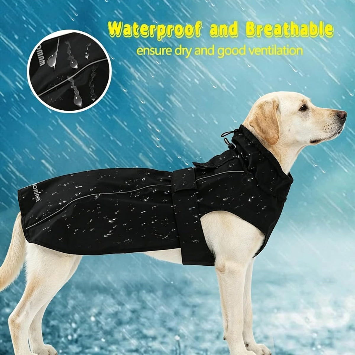 Adjustable Waterproof Dog Raincoat for Dogs,Lightweight Pet Rain Jacket Puppy Clothes with Reflective Strip for Small Medium Large Dogs (Blue, X-Large)