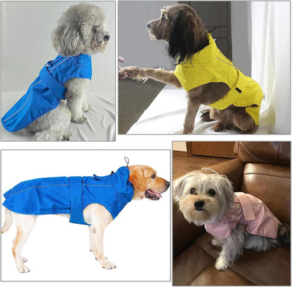 Adjustable Waterproof Dog Raincoat for Dogs,Lightweight Pet Rain Jacket Puppy Clothes with Reflective Strip for Small Medium Large Dogs (Blue, X-Large)