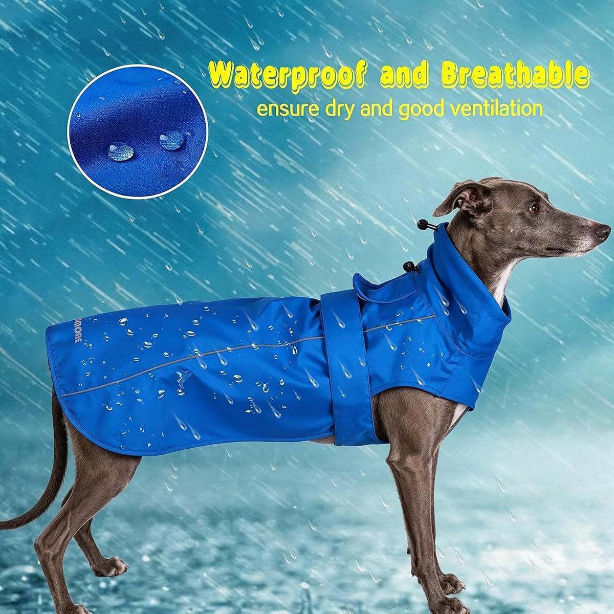 Adjustable Waterproof Dog Raincoat for Dogs,Lightweight Pet Rain Jacket Puppy Clothes with Reflective Strip for Small Medium Large Dogs (Blue, X-Large)
