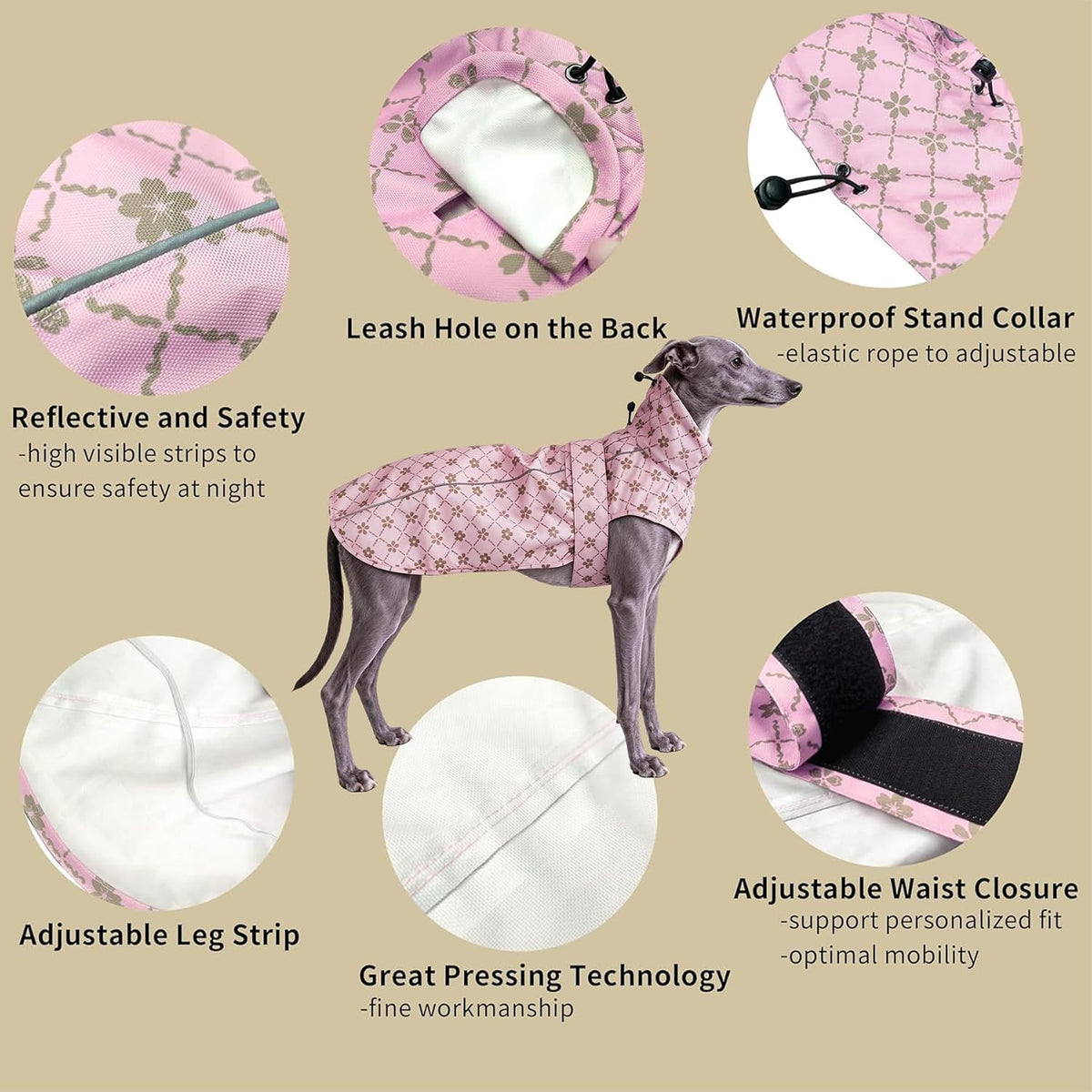 Adjustable Waterproof Dog Raincoat for Dogs,Lightweight Pet Rain Jacket Puppy Clothes with Reflective Strip for Small Medium Large Dogs (Blue, X-Large)