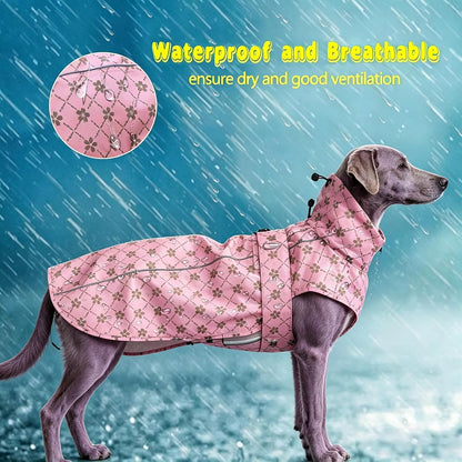 Adjustable Waterproof Dog Raincoat for Dogs,Lightweight Pet Rain Jacket Puppy Clothes with Reflective Strip for Small Medium Large Dogs (Blue, X-Large)