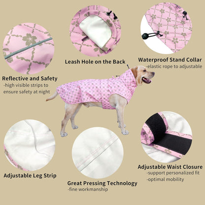 Adjustable Waterproof Dog Raincoat for Dogs,Lightweight Pet Rain Jacket Puppy Clothes with Reflective Strip for Small Medium Large Dogs (Blue, X-Large)