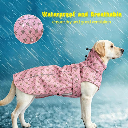 Adjustable Waterproof Dog Raincoat for Dogs,Lightweight Pet Rain Jacket Puppy Clothes with Reflective Strip for Small Medium Large Dogs (Blue, X-Large)