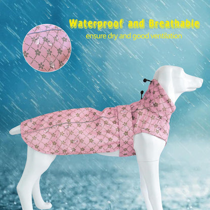 Adjustable Waterproof Dog Raincoat for Dogs,Lightweight Pet Rain Jacket Puppy Clothes with Reflective Strip for Small Medium Large Dogs (Blue, X-Large)