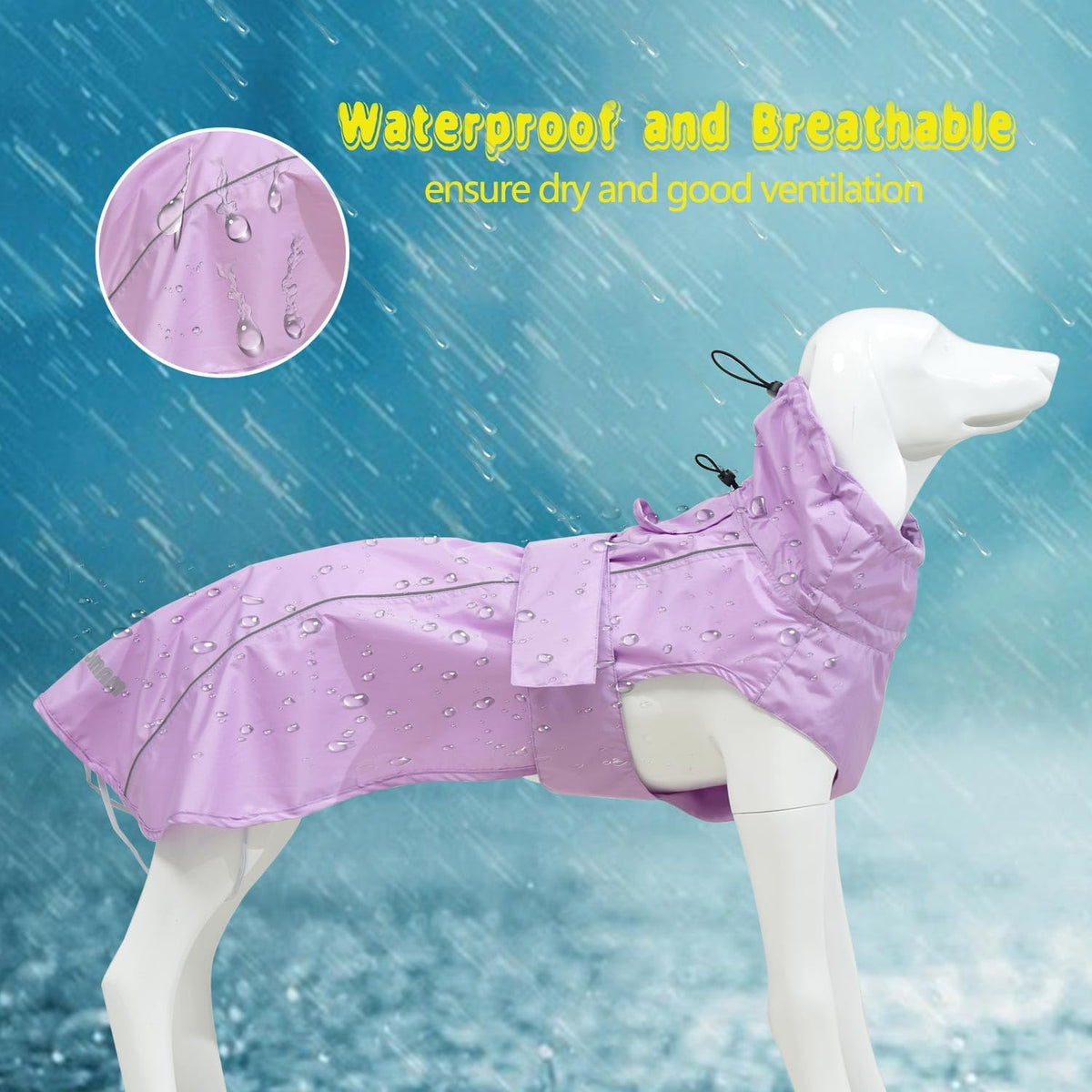 Adjustable Waterproof Dog Raincoat for Dogs,Lightweight Pet Rain Jacket Puppy Clothes with Reflective Strip for Small Medium Large Dogs (Blue, X-Large)
