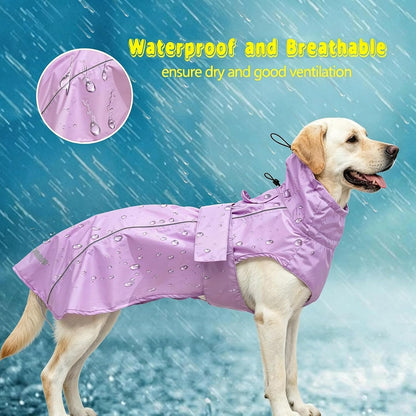 Adjustable Waterproof Dog Raincoat for Dogs,Lightweight Pet Rain Jacket Puppy Clothes with Reflective Strip for Small Medium Large Dogs (Blue, X-Large)