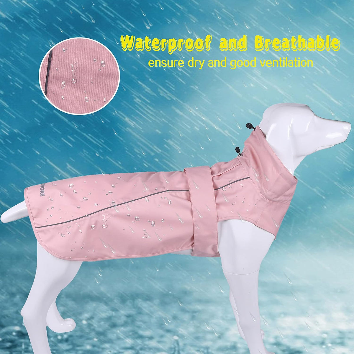 Adjustable Waterproof Dog Raincoat for Dogs,Lightweight Pet Rain Jacket Puppy Clothes with Reflective Strip for Small Medium Large Dogs (Blue, X-Large)