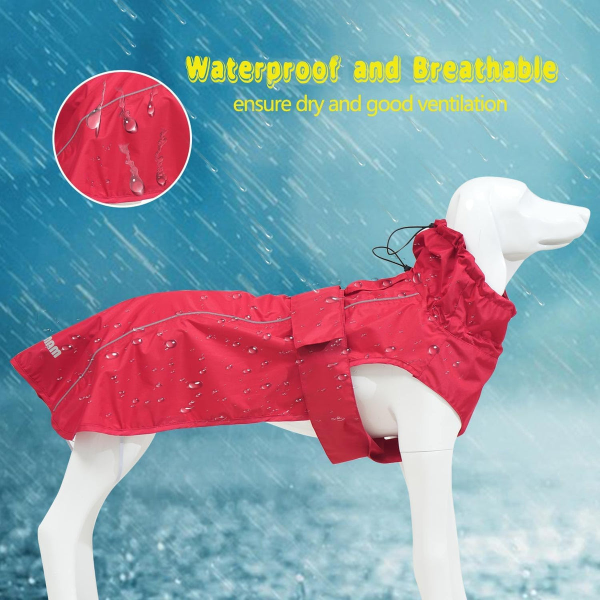 Adjustable Waterproof Dog Raincoat for Dogs,Lightweight Pet Rain Jacket Puppy Clothes with Reflective Strip for Small Medium Large Dogs (Blue, X-Large)