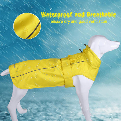 Adjustable Waterproof Dog Raincoat for Dogs,Lightweight Pet Rain Jacket Puppy Clothes with Reflective Strip for Small Medium Large Dogs (Blue, X-Large)