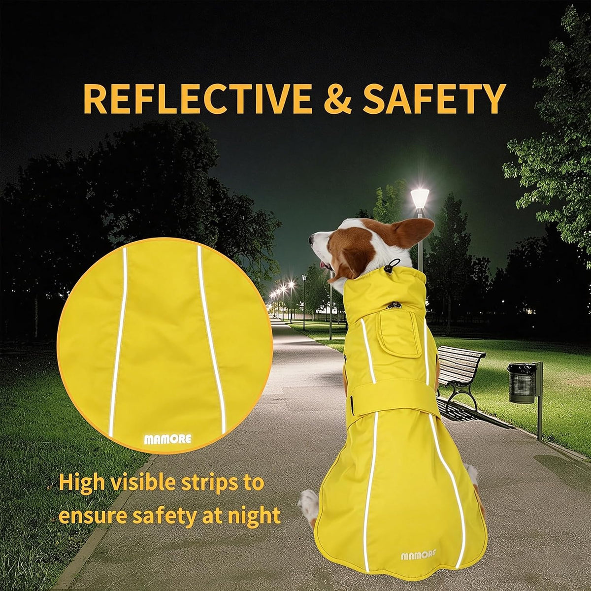 Adjustable Waterproof Dog Raincoat for Dogs,Lightweight Pet Rain Jacket Puppy Clothes with Reflective Strip for Small Medium Large Dogs (Blue, X-Large)