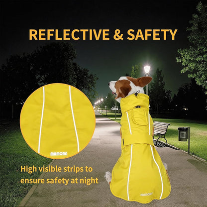 Adjustable Waterproof Dog Raincoat for Dogs,Lightweight Pet Rain Jacket Puppy Clothes with Reflective Strip for Small Medium Large Dogs (Blue, X-Large)