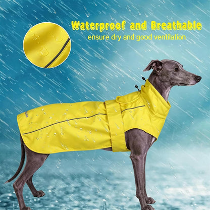 Adjustable Waterproof Dog Raincoat for Dogs,Lightweight Pet Rain Jacket Puppy Clothes with Reflective Strip for Small Medium Large Dogs (Blue, X-Large)