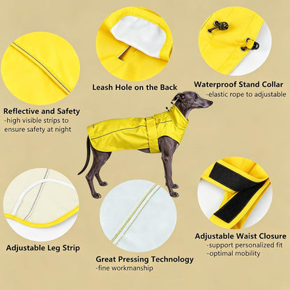 Adjustable Waterproof Dog Raincoat for Dogs,Lightweight Pet Rain Jacket Puppy Clothes with Reflective Strip for Small Medium Large Dogs (Blue, X-Large)