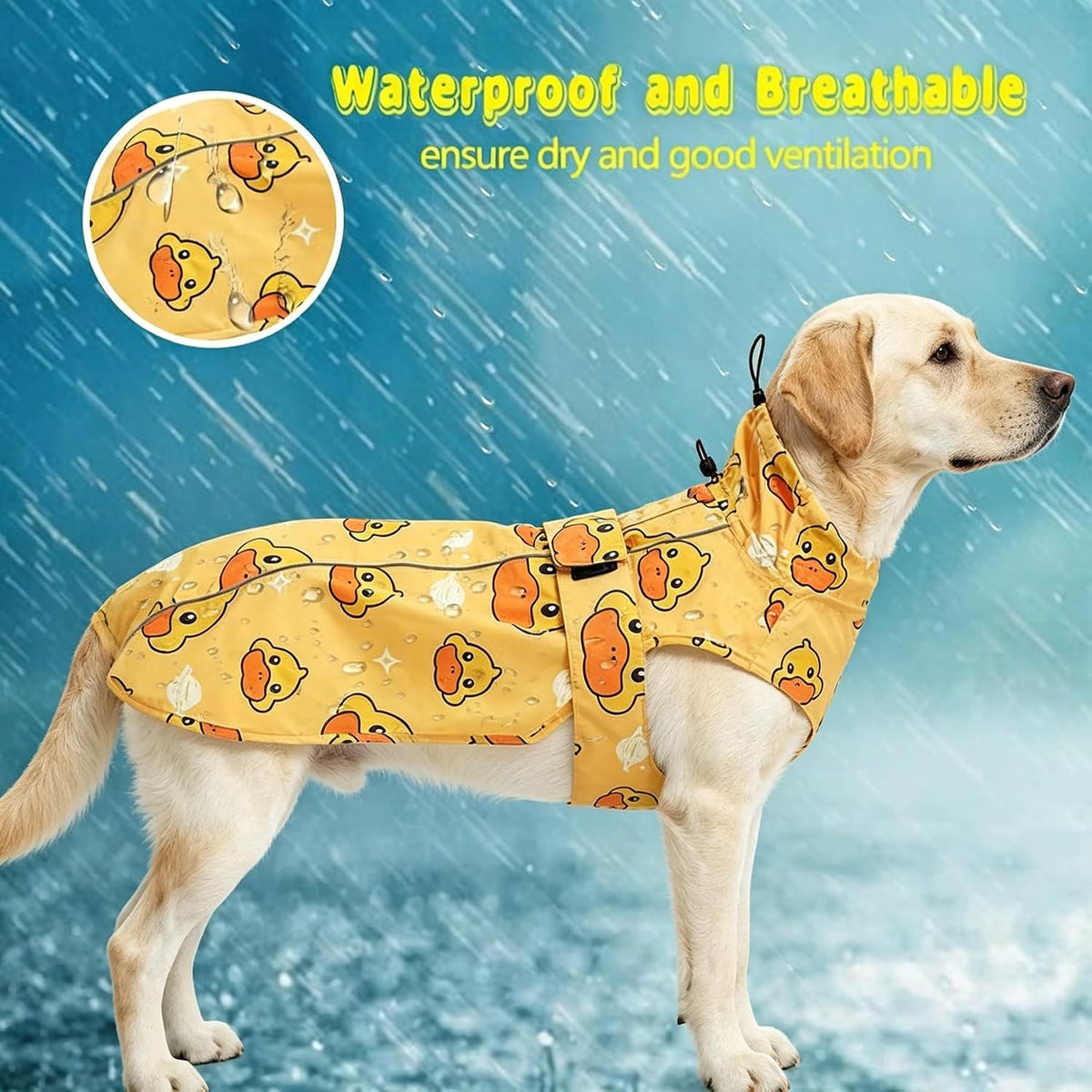 Adjustable Waterproof Dog Raincoat for Dogs,Lightweight Pet Rain Jacket Puppy Clothes with Reflective Strip for Small Medium Large Dogs (Blue, X-Large)