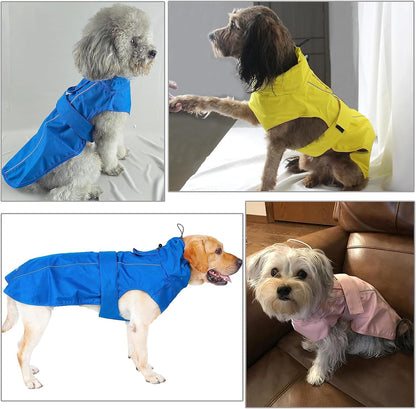 Adjustable Waterproof Dog Raincoat for Dogs,Lightweight Pet Rain Jacket Puppy Clothes with Reflective Strip for Small Medium Large Dogs (Blue, X-Large)