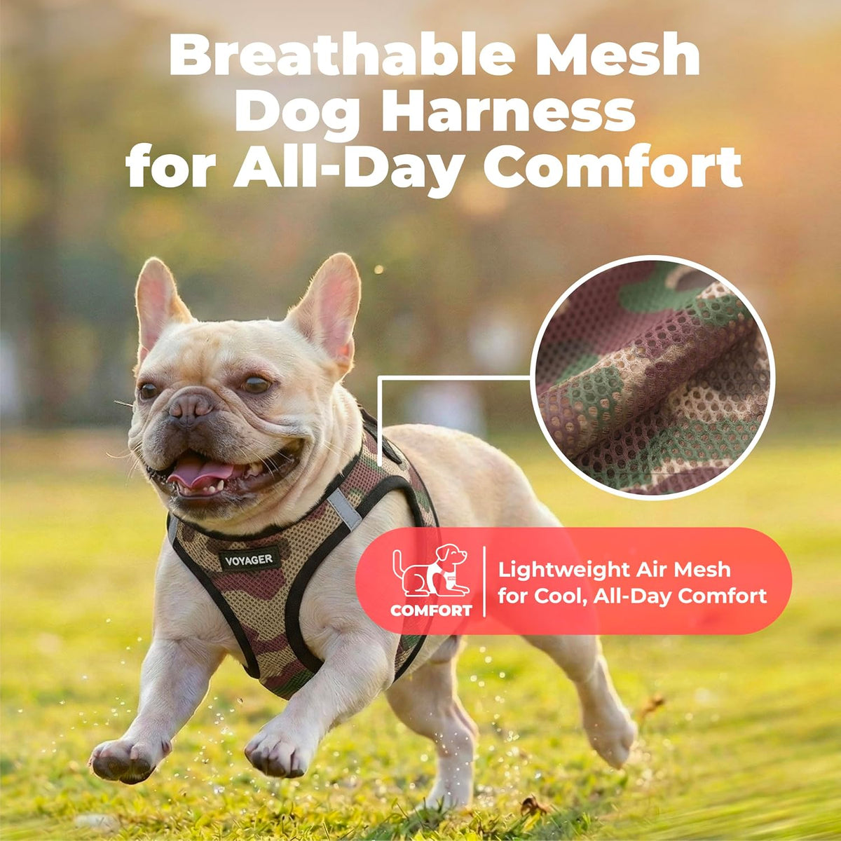 Voyager Step-in Air Dog Vest Harness - Moss Green, Medium | 16 - 18" in Chest, Reflective Bands, All Weather Breathable Air Mesh, Cats Compatible, Lightweight, Fast Drying - Colors A
