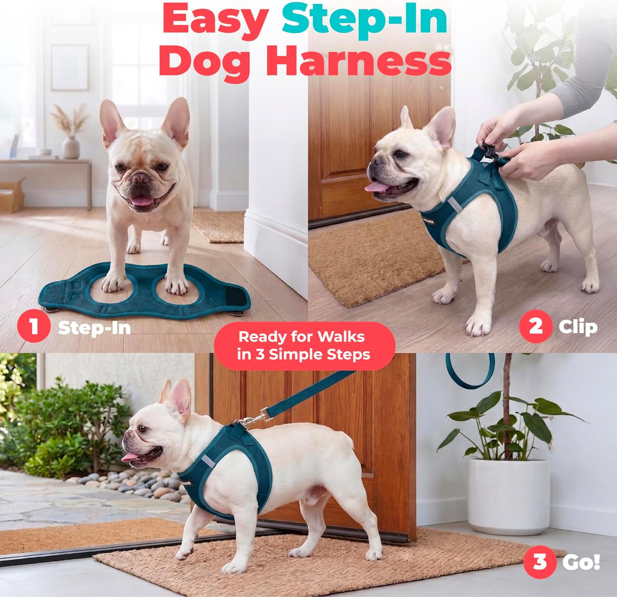 Voyager Step-in Air Dog Vest Harness - Moss Green, Medium | 16 - 18" in Chest, Reflective Bands, All Weather Breathable Air Mesh, Cats Compatible, Lightweight, Fast Drying - Colors A