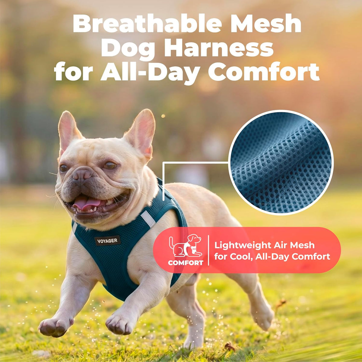 Voyager Step-in Air Dog Vest Harness - Moss Green, Medium | 16 - 18" in Chest, Reflective Bands, All Weather Breathable Air Mesh, Cats Compatible, Lightweight, Fast Drying - Colors A