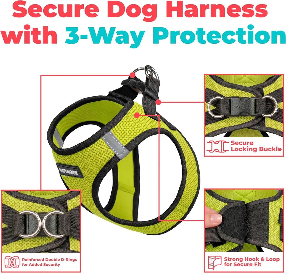 Voyager Step-in Air Dog Vest Harness - Moss Green, Medium | 16 - 18" in Chest, Reflective Bands, All Weather Breathable Air Mesh, Cats Compatible, Lightweight, Fast Drying - Colors A