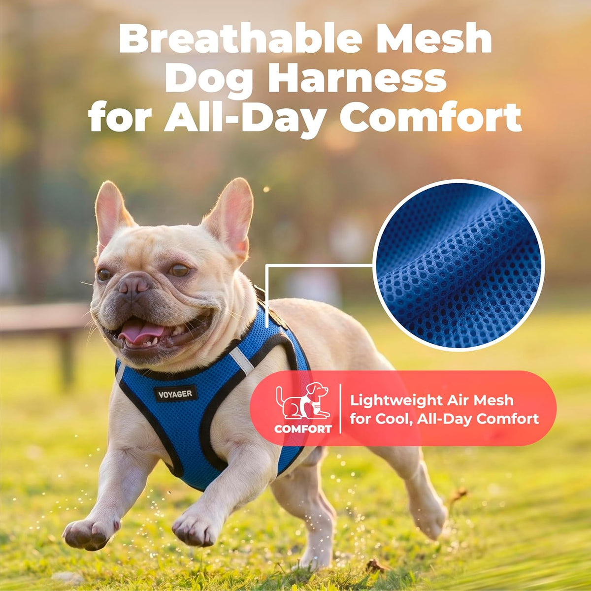 Voyager Step-in Air Dog Vest Harness - Moss Green, Medium | 16 - 18" in Chest, Reflective Bands, All Weather Breathable Air Mesh, Cats Compatible, Lightweight, Fast Drying - Colors A