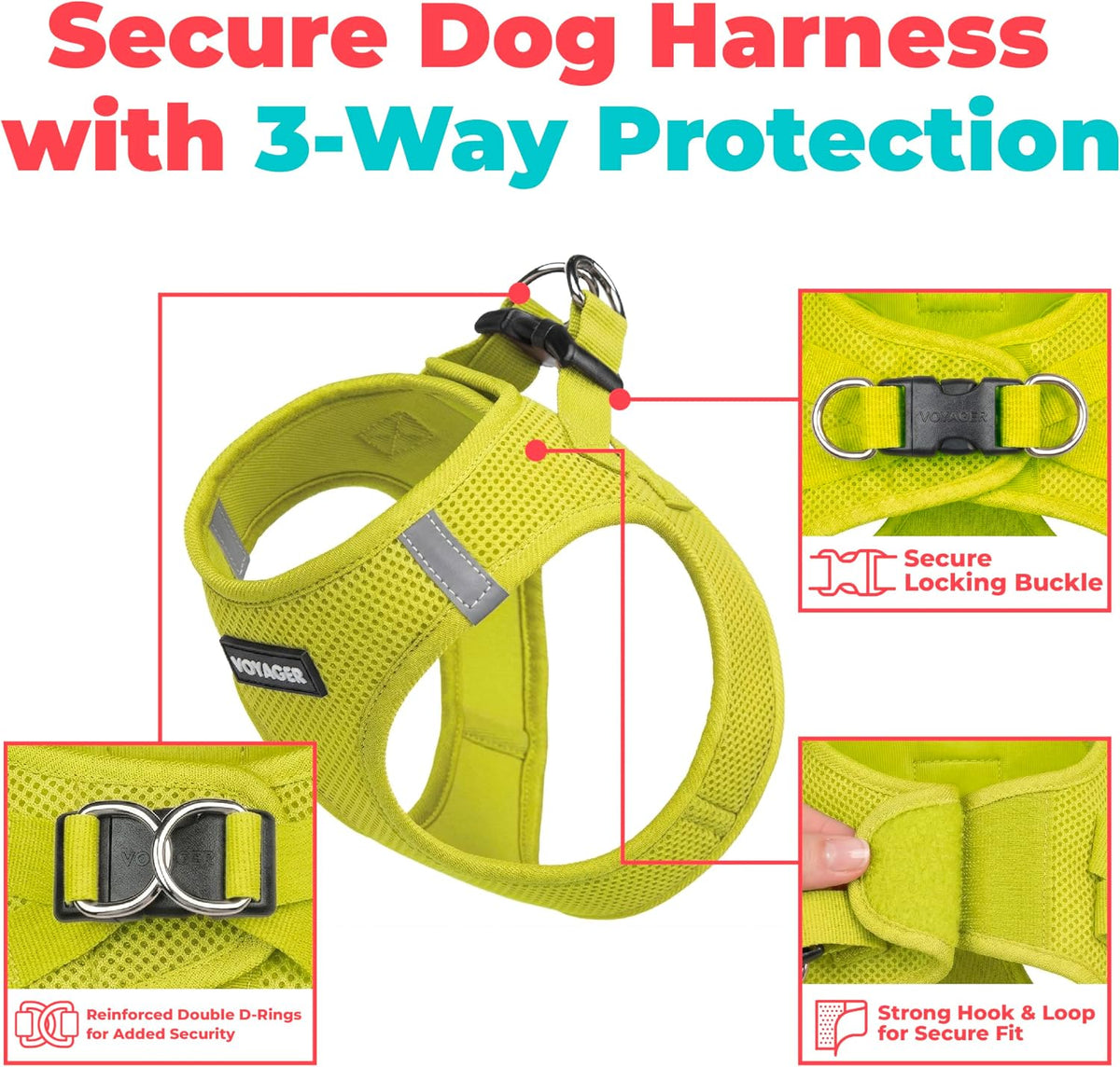 Voyager Step-in Air Dog Vest Harness - Moss Green, Medium | 16 - 18" in Chest, Reflective Bands, All Weather Breathable Air Mesh, Cats Compatible, Lightweight, Fast Drying - Colors A
